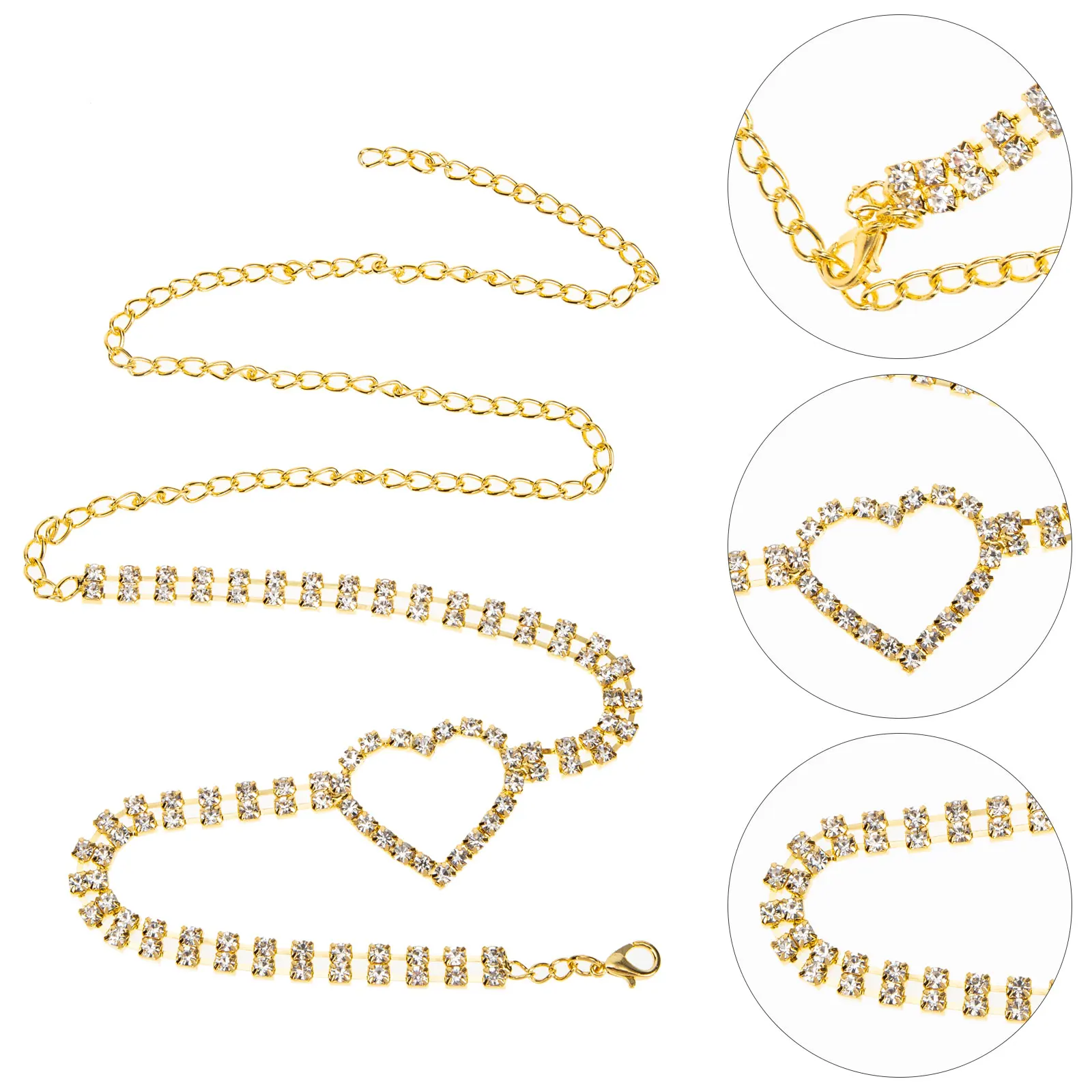 

Rhinestone Leg Chains Body Chain Heart Decoration Bikini Thigh Chain Lightweight Alloy Material Perfect for Dance Beach Party