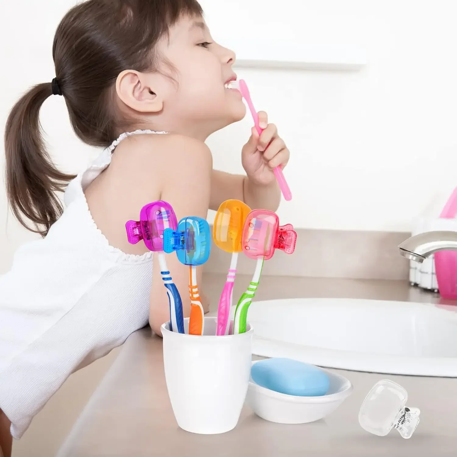 Travel Toothbrush Head Covers Toothbrush Protector Cap Brush Pod Case Protective Portable Plastic Clip For Household Travel