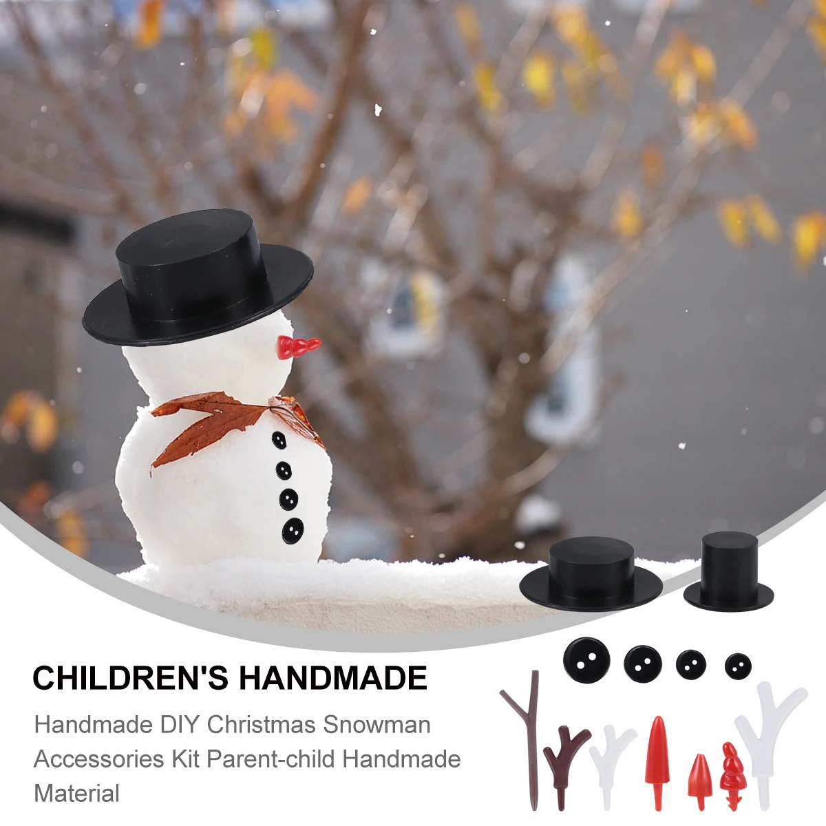 

DIY Christmas Snowman Accessories Material Set Lightweight Plastic Handmade Kit Parent- Craft for Holiday Decoration Gift