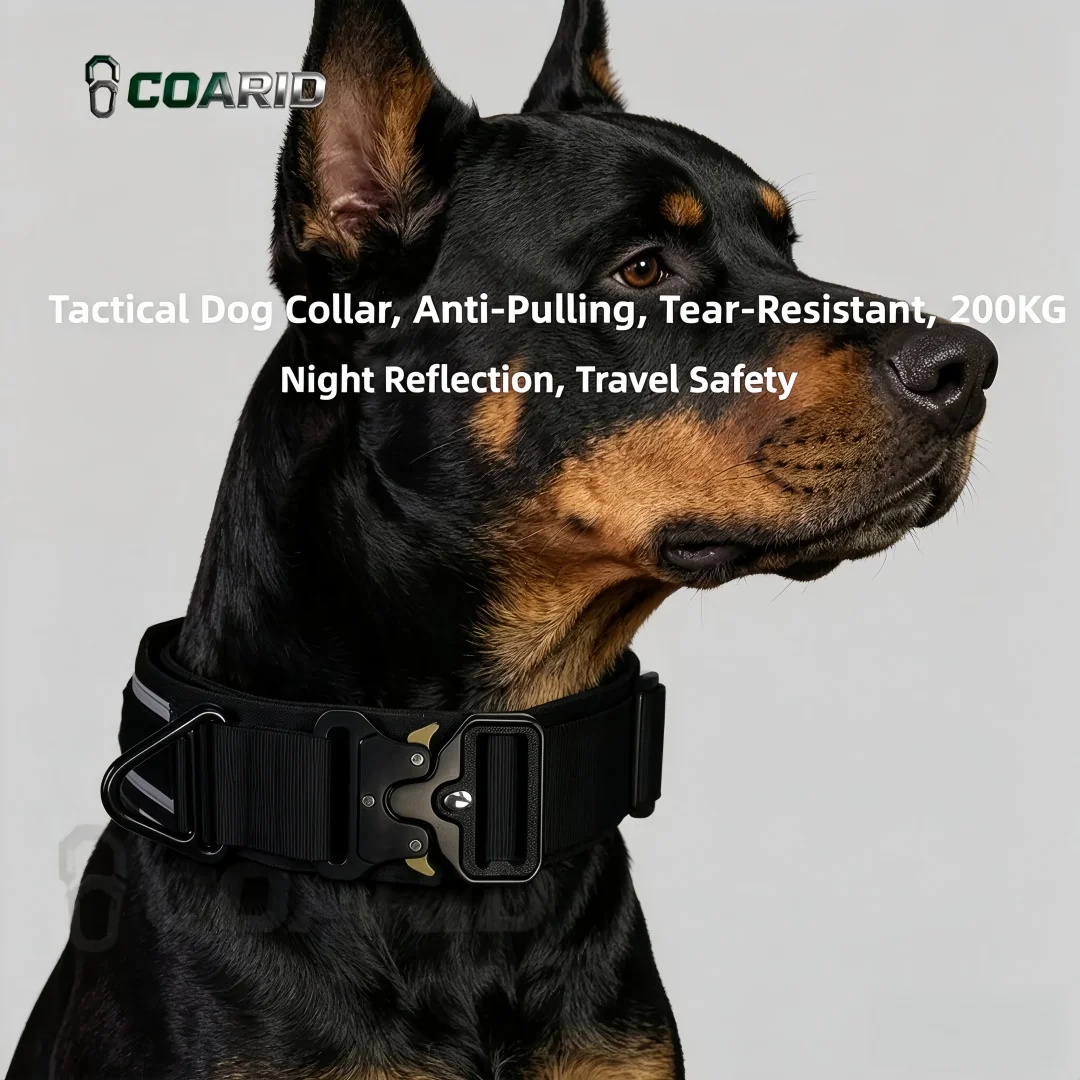 

Reflective Tactical Dog Collar Heavy Duty Quick Release Buckle Adjustable Nylon Pet Collars for Medium Large Dogs 30-100 lbs