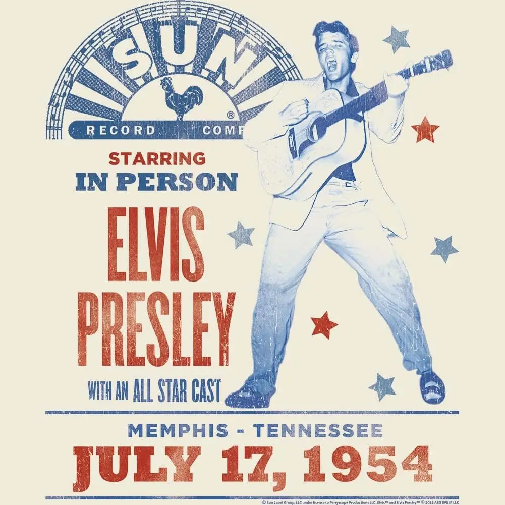 Presley King of Rock n Roll Sun Records Presents 1954 Adult Short Sleeve T-Shirts Concert Tshirts Graphic Tees