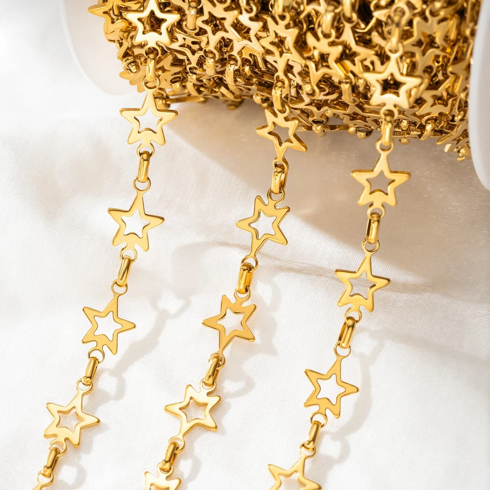 1 Meter Edelstahlkette mit Goldstern-, Fisch- und Schildkröten-Anhängern für DIY-Halsketten, Armbänder und Schmuckherstellung Zubehör – Detail 5