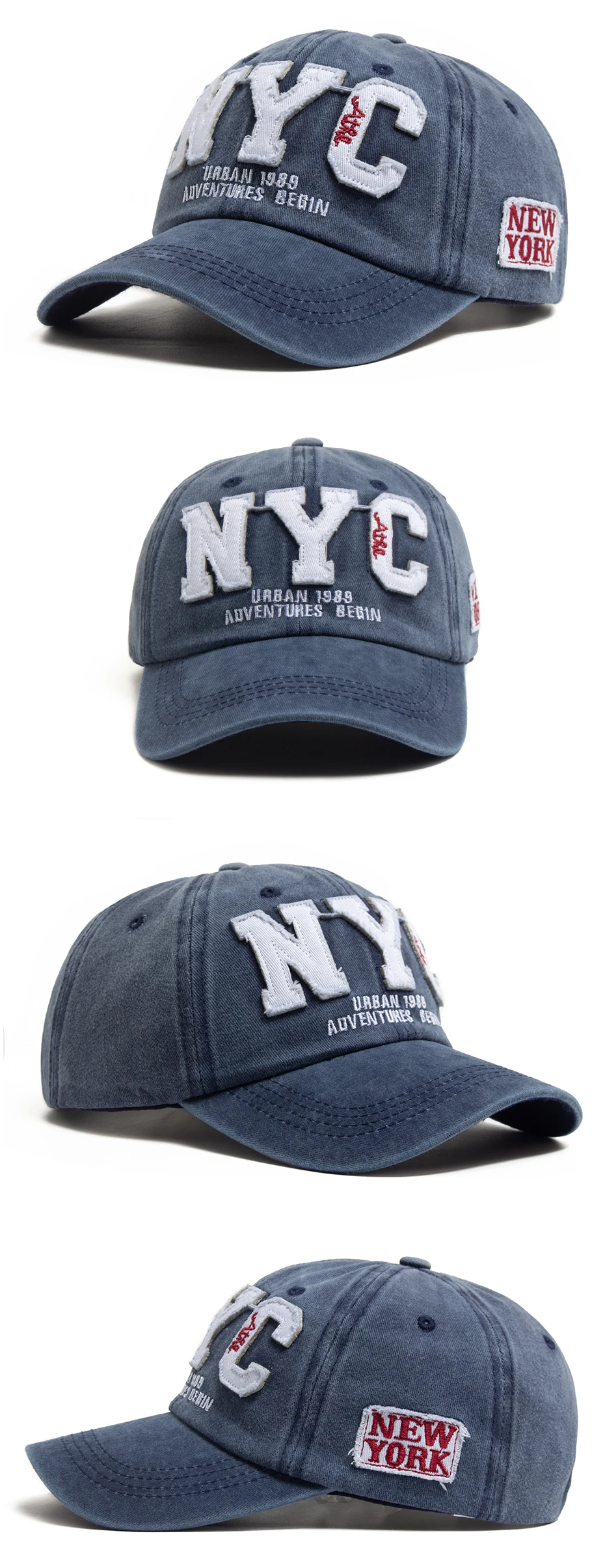 Neue Vintage Großen Buchstaben NYC Baseball Kappe Männer Baumwolle Gewaschen Frühling Herbst Visier Weiche Snapback Mode Hut Für Frauen – Detail 5