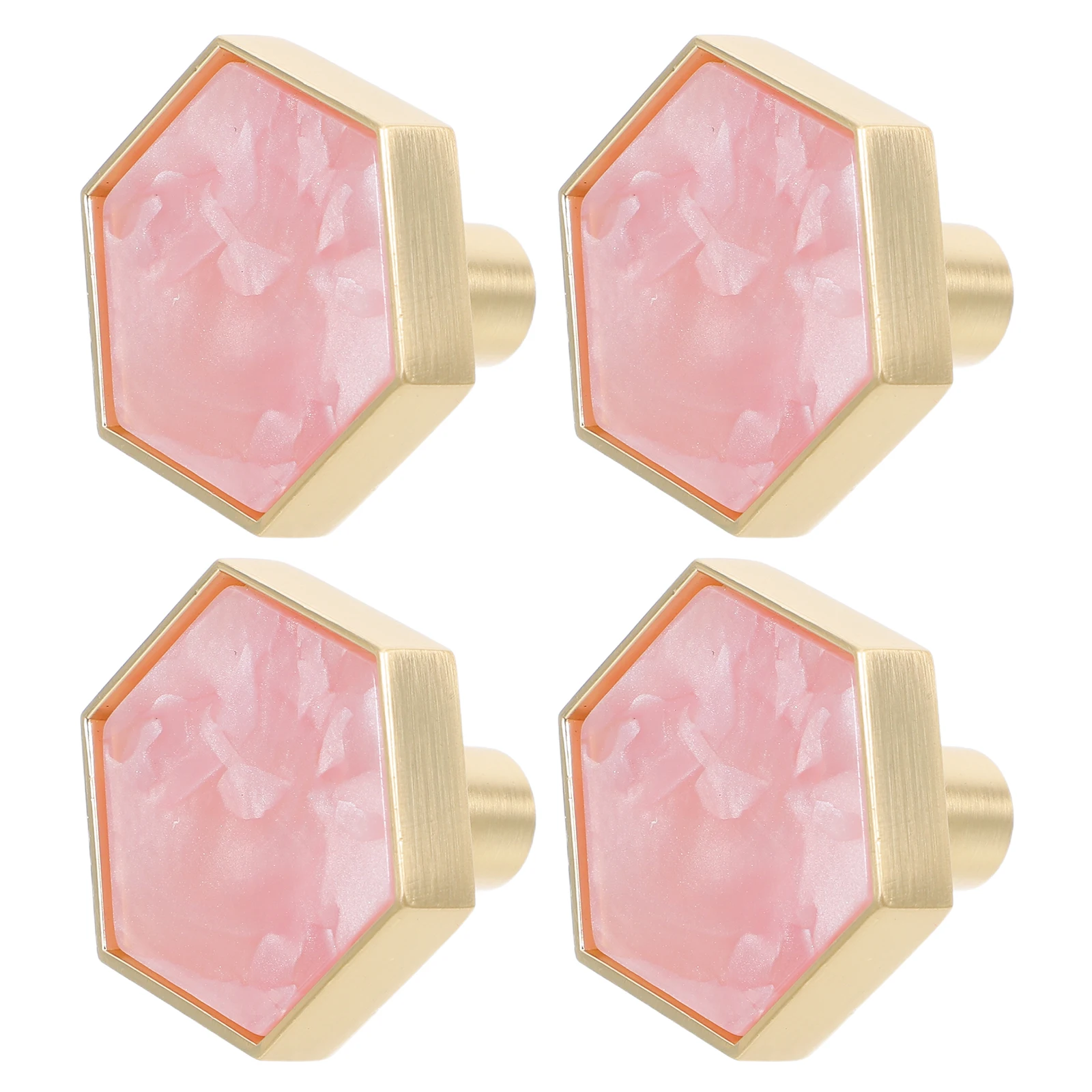

4pcs Hexagon Zinc Alloy Drawer Knobs Vintage Cabinet Hardware Wardrobe Handles Durable Single Hole Dresser Pulls Brass