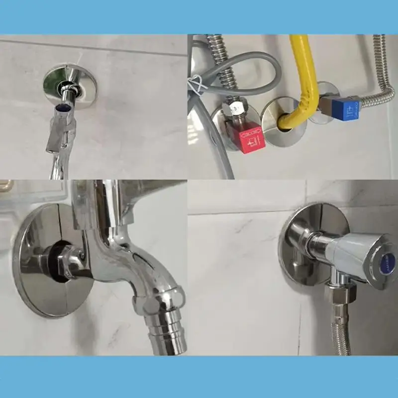 Round Pipe Wall Cover Sink Hole Cover Deck Plate Split-Type Triangular Valve Water Faucet CoverKitchen Bathroom Tap Accessories