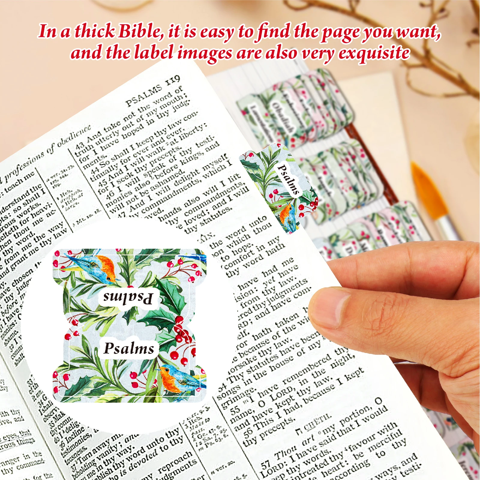 75pcs Bible Tabs for Women & Men, Laminated Bible Tabs for Study Bible, Bird Theme Bible Tabs for Easy Navigation, Simplify Your