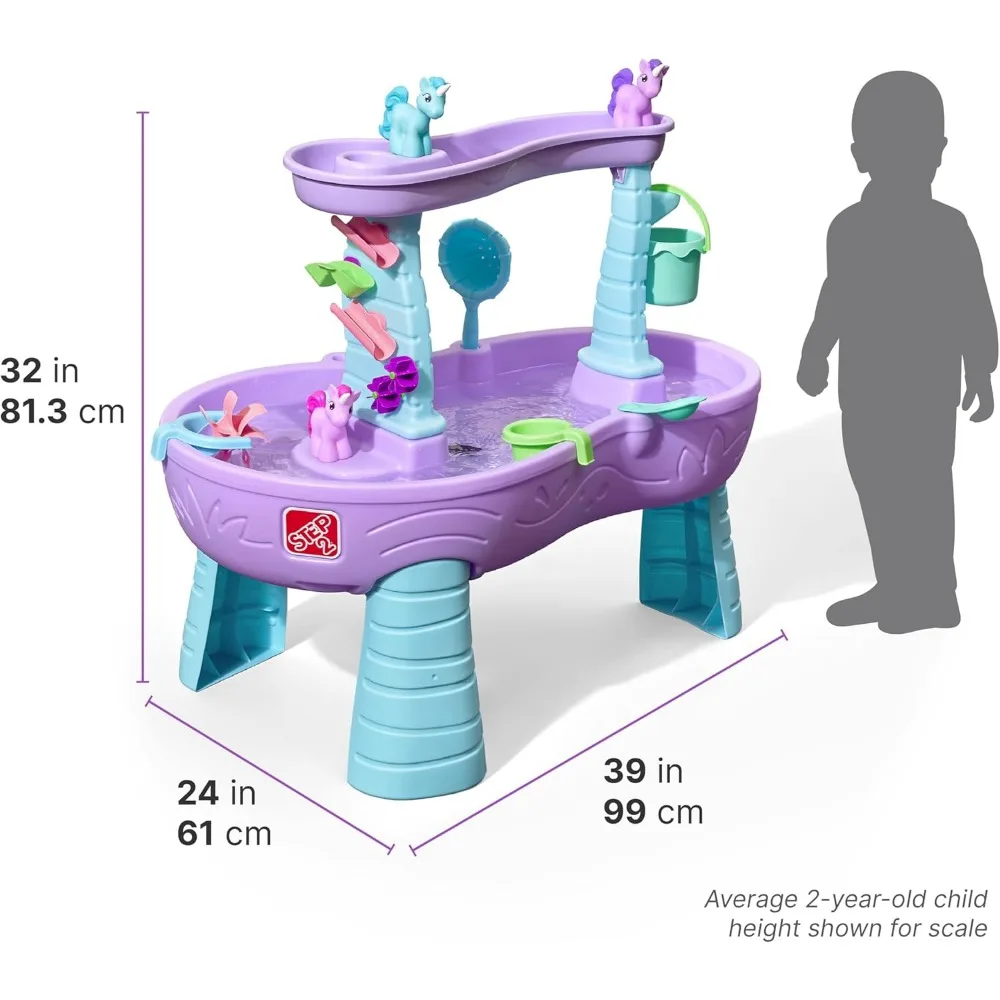 Kids Water & Sand Activity Table with Rain Shower, 13-Piece Sensory Playset for Outdoor Summer Fun, Ages 1.5+