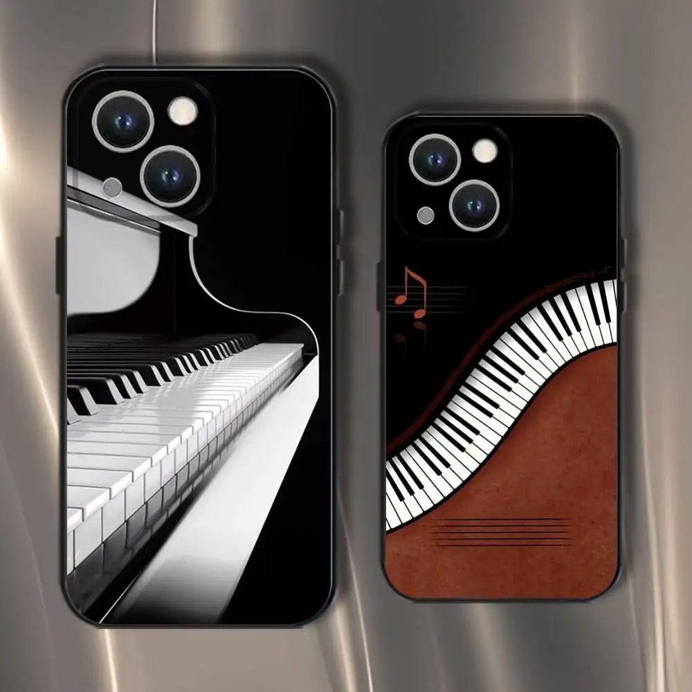 

Music piano keyboard Phone Case For iPhone 16,15,14,13,12,11,Pro,XS,Max,XR,Plus,E,SE4,Mini Black Soft Cover
