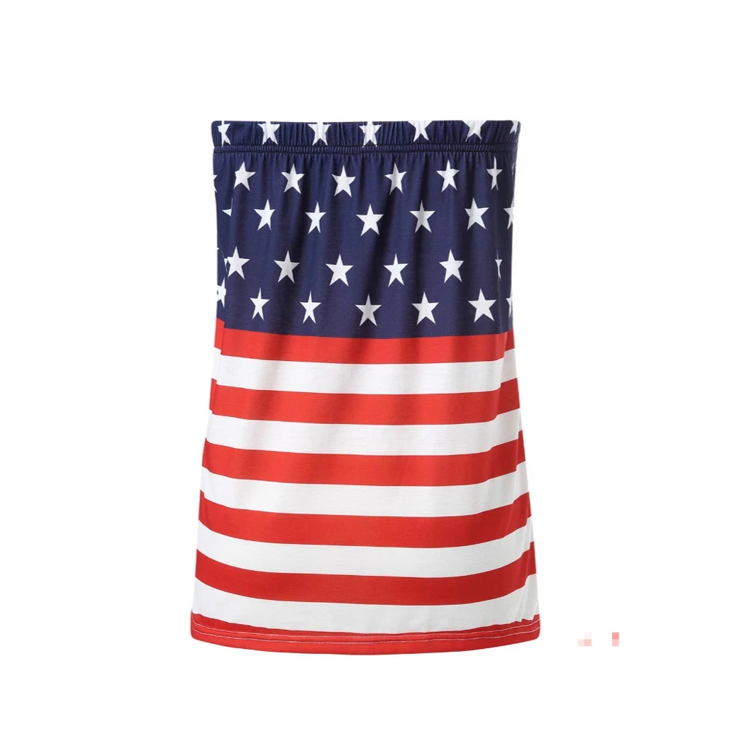 Cross-Border Sexy Stripe Women's Fashionable Versatile Strapless Tube Top for Party And Club Wear Medium Length Print Design