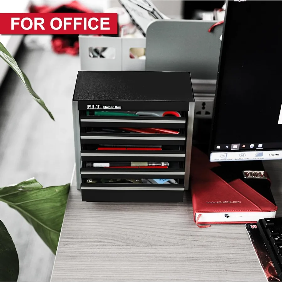 صندوق أدوات أسود صغير محمول 5 أدراج مايكرو لفة الكابينة الصلب صندوق أدوات قابل للتكديس مع بطانة سوداء حقيبة أدوات صغيرة للأدوات #4