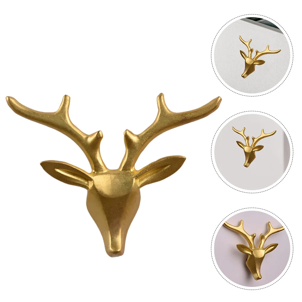 

Cute Brass Deer Head Knob Decorative Closet Door Pull Vintage Cabinet Handle for Drawers Home Decor Durable Easy Install