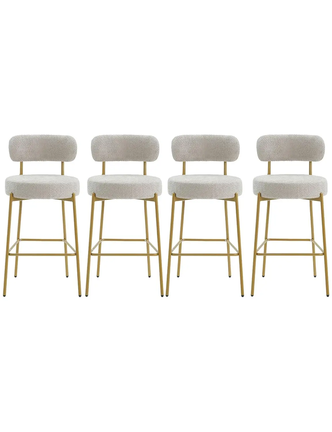 

Grey Counter Height Bar Stool Set Of 4 With Back & Gold Legs For Kitchen Island Bar Cafe, Customized