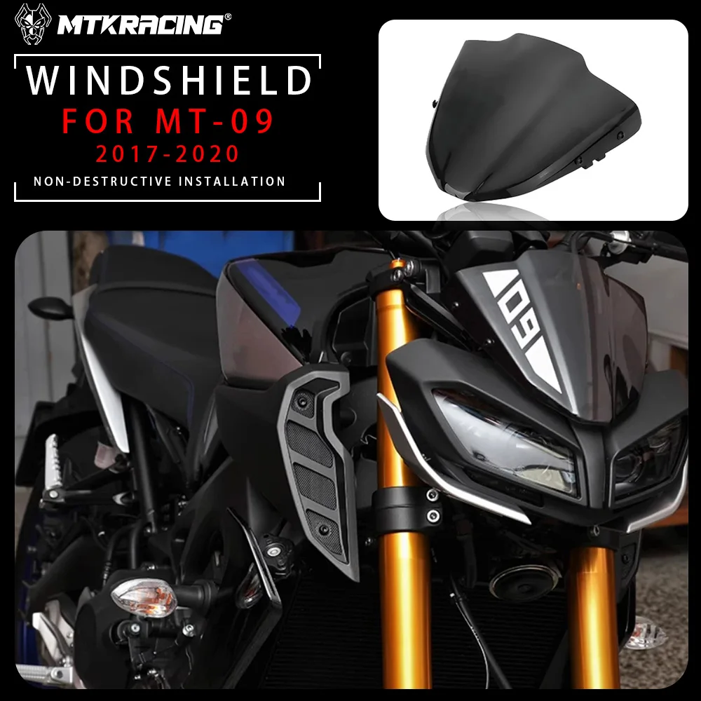

For YAMAHA MT-09 2017-2020 Modification Motorcycle Windshield Front Windshield Hood Goggles and Windshield