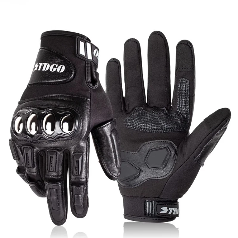 

Motorcycle Cycling Leather Gloves Locomotive Windproof and Waterproof Ventilate Electric Vehicle Four Seasons Male and Female