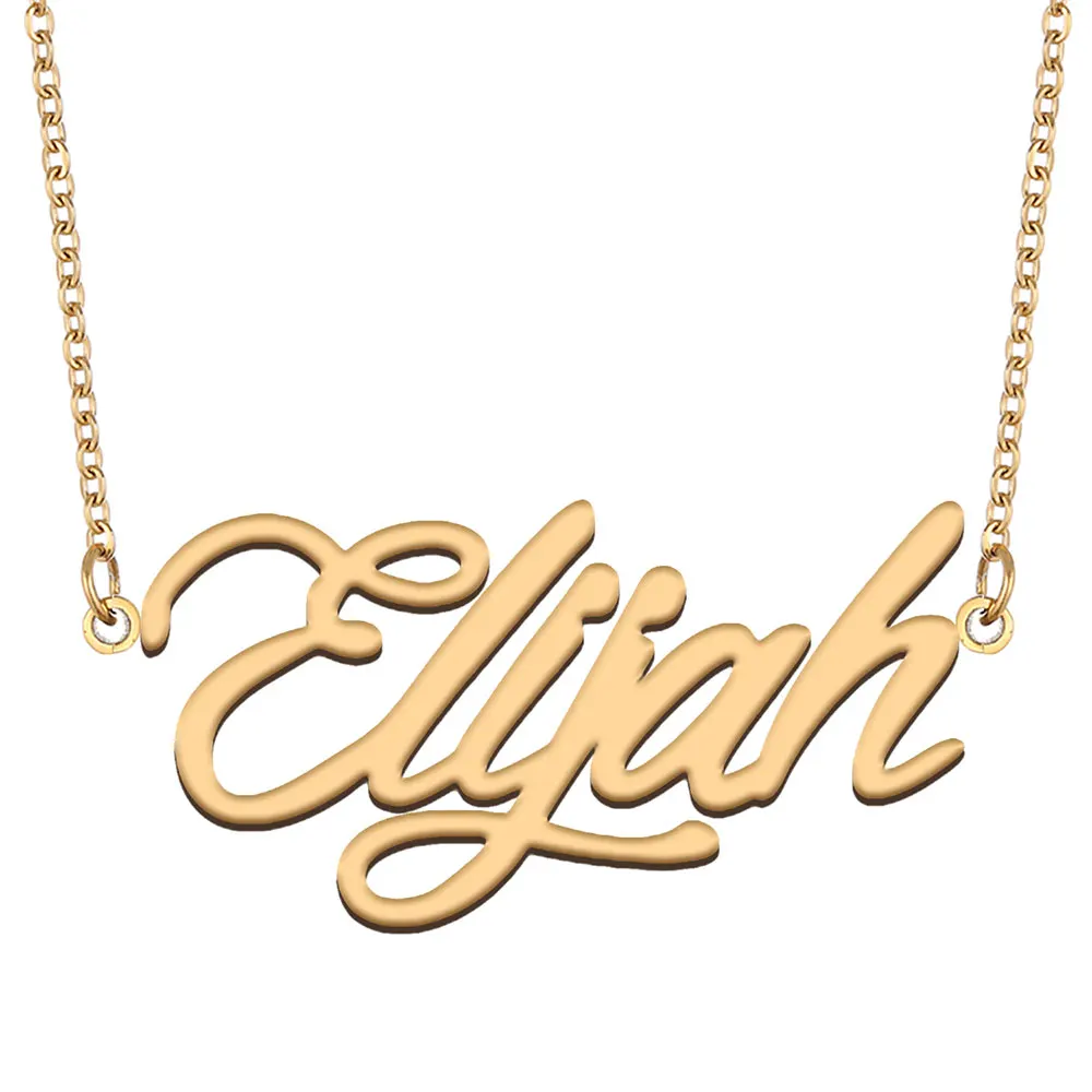 

Elijah Name Necklace for Women Stainless Steel Jewelry Gold Color Nameplate Pendant Collares Para Mujer Letters Choker