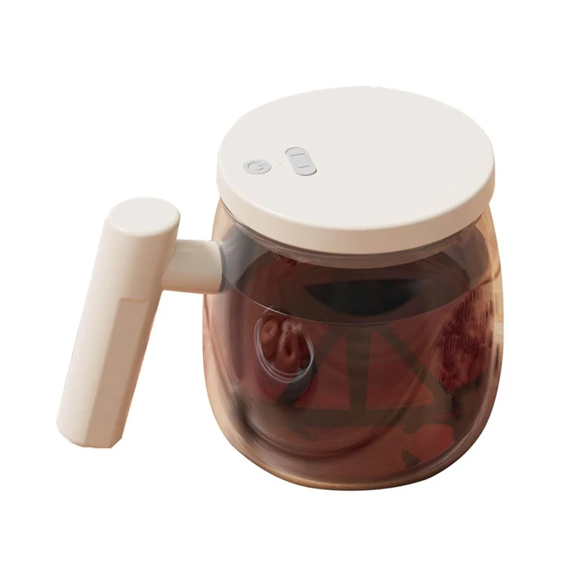 Self Stirring Coffee Mug Glass Self Stirring Travel Coffee Cup 400ML USB Charging Mixing Cup for Mix Coffee,Milk Khaki-ABAM
