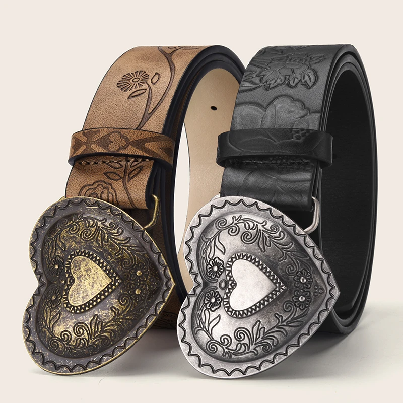 New Retro Love Smooth Buckle Belt High Quality Women's Casual Belt Fashionable Women's Clothing Accessories
