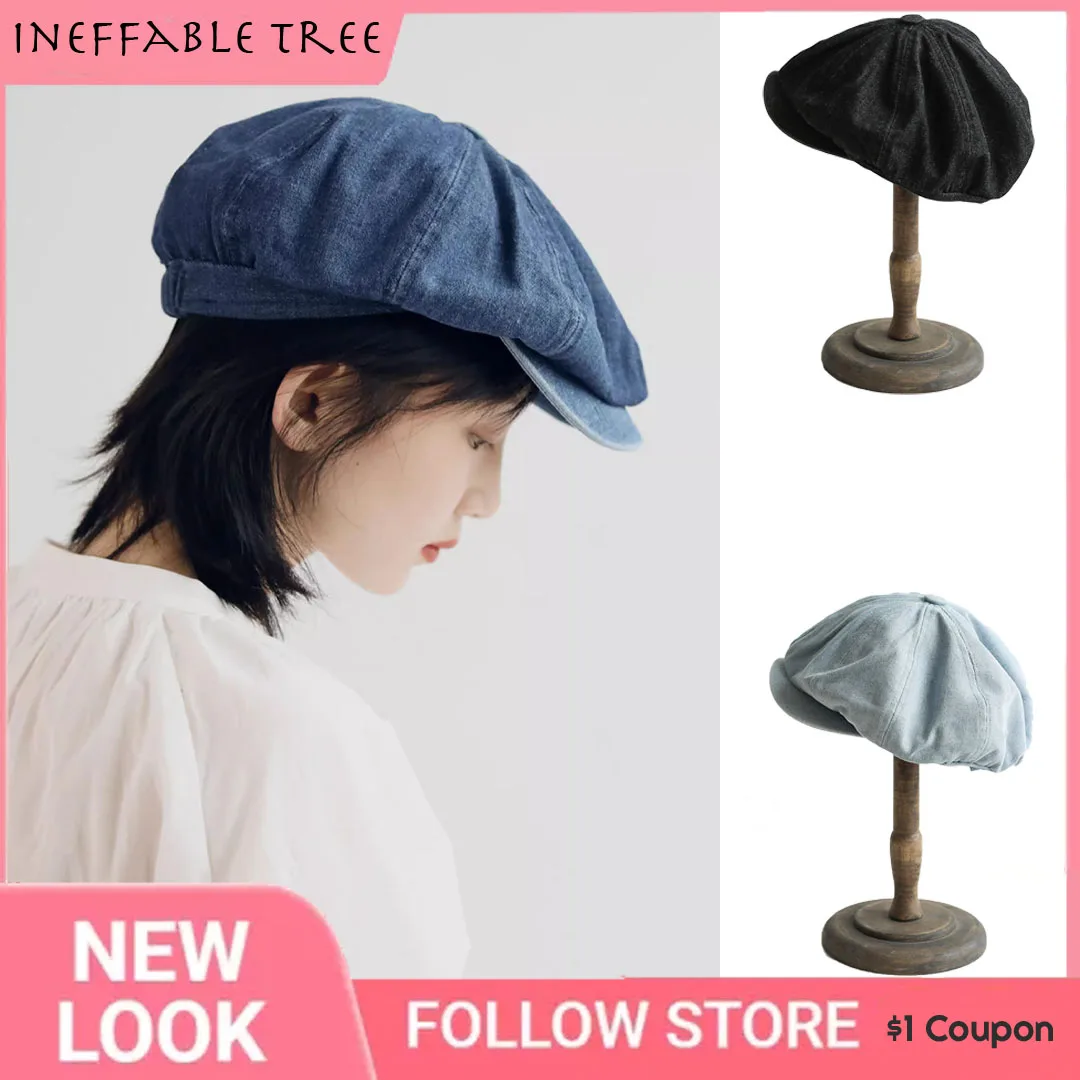 

Y2K Women Girl Berets Hat Gothic Punk Denim Beret Hats for Women Ladies Street Cool Hip Hop Rock Beret Caps Boina Gorras