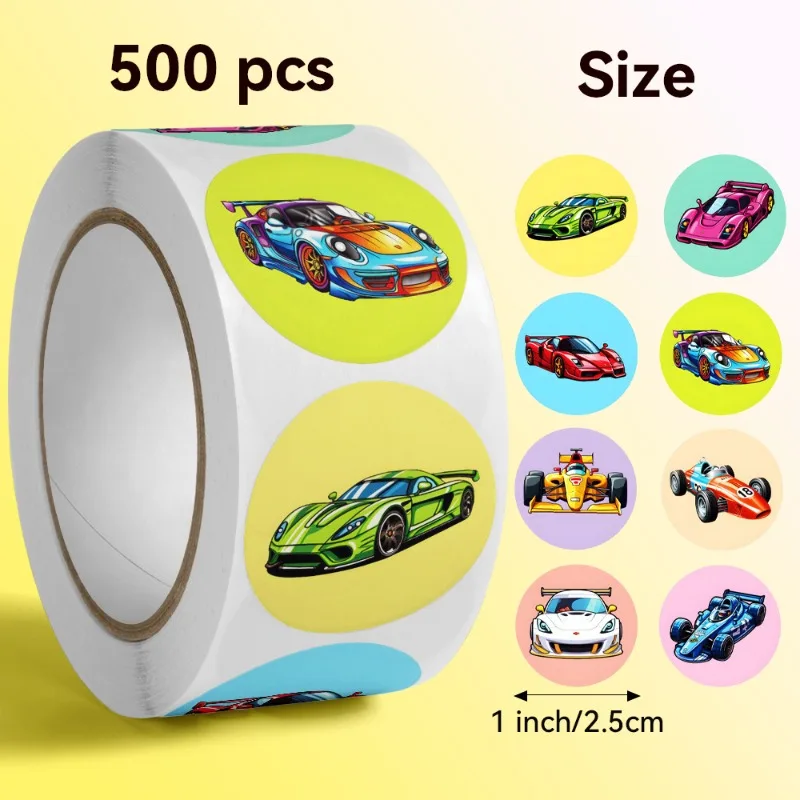 500pcs Cartoon Racing Car Stickers Decorating Laptops Phones Luggage Notebooks Envelope Seals DIY Scrapbooking Decoration