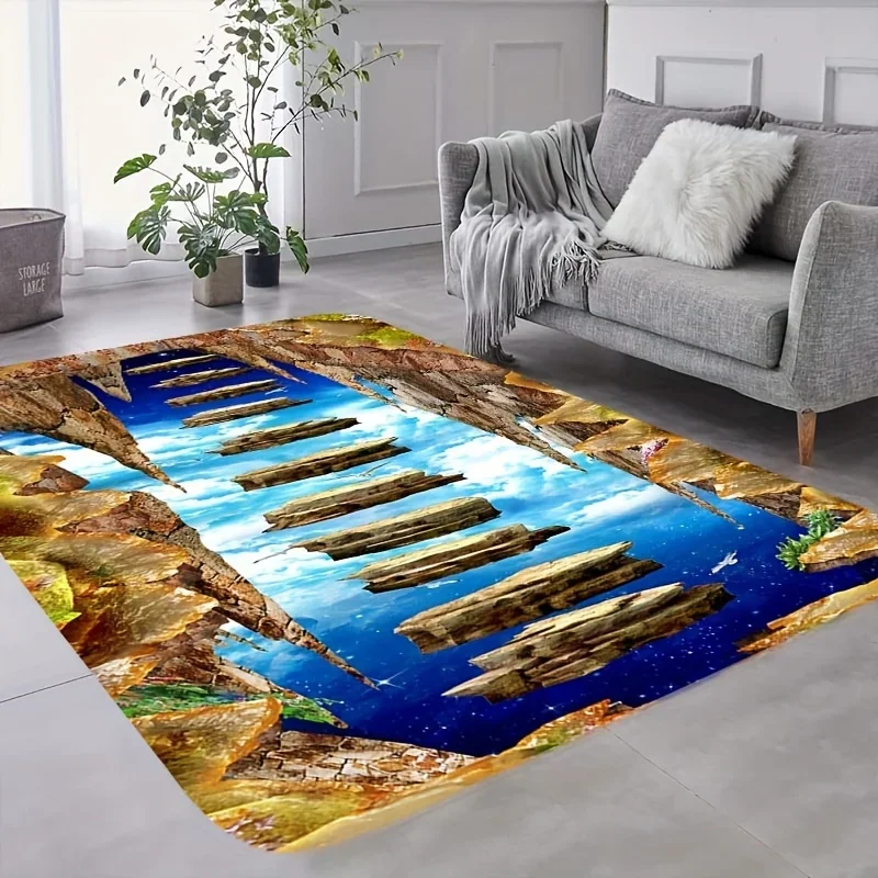 Way To Sky Printed Rug – Decorative Living Room, Absorbent Bathroom Mat, Non-slip Entrance Mat, Comfortable Cushioned Rug