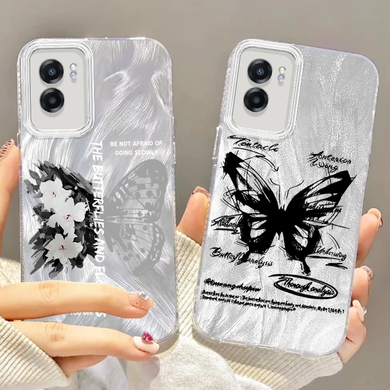 Butterfly Leisure Art For OPPO A79 A78 A58 A38 A16 A60 A53 A92 A72 A52 A74 A55 A54 A94 5G Feather Yarn Funda Phone Case