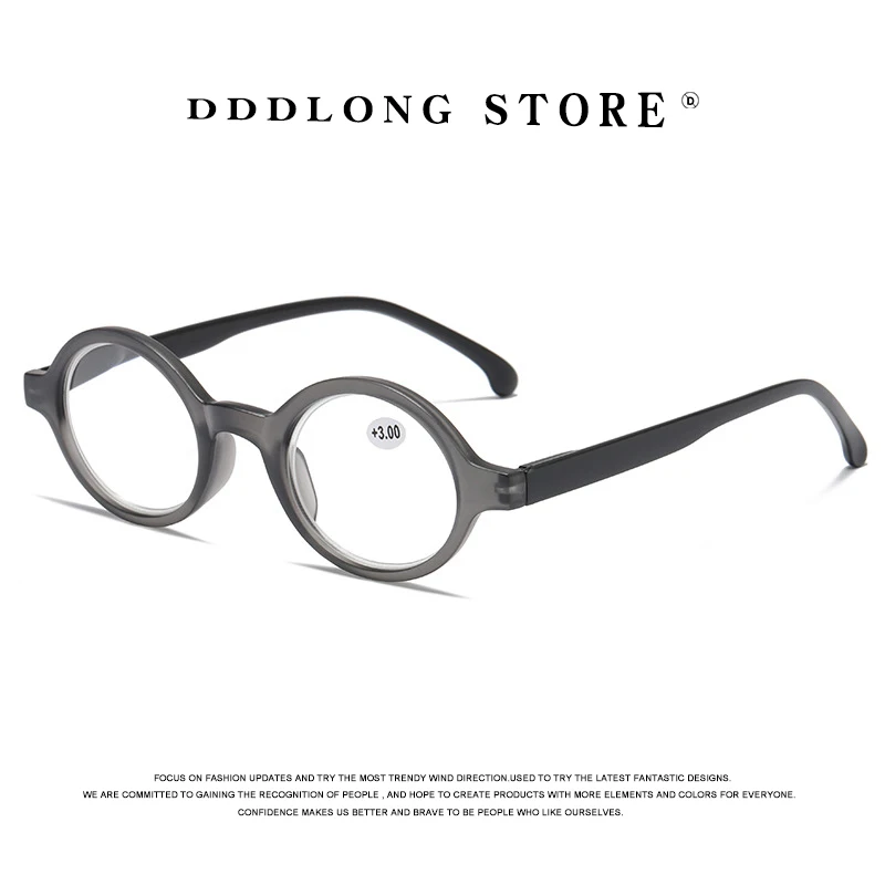 

DDDLONG Fashion Reading Glasses Women Round Diopter Hyperopia Farsighted Gift Presbyopic Eyeglasses Men +1.0 1.5 2.0 2.5 D227