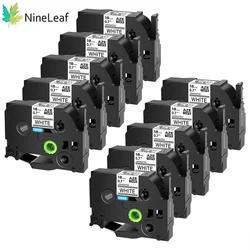 NineLeaf 10PK Compatible for P-Touch TZ-641 TZ631 TZe-231 Black on White 12mm 18mm Laminated Label Tape Work in Brother P-touch