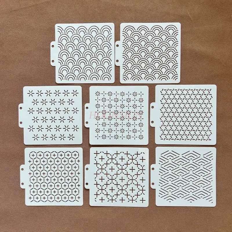 1 قطعة غرزة التطريز عبر شخصية الأرز غير النظامية الإبداعية شكل هندسي نمط التطريز DIY أداة مساعدة جوفاء #2