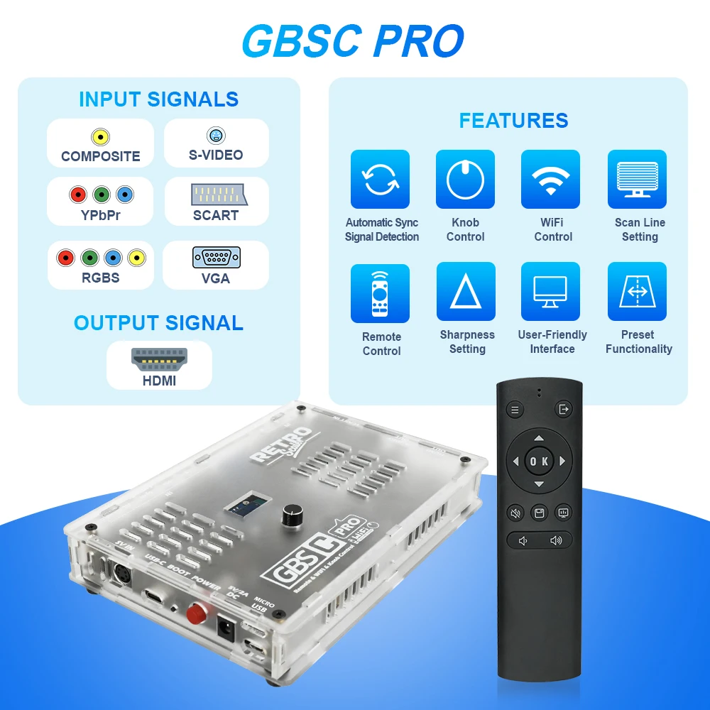 

RetroScaler GBS Control Pro GBSC Video Converter RGBS VGA Scart Ypbpr Signal Composite S-Vdieo to HDMI For Retro Game Console