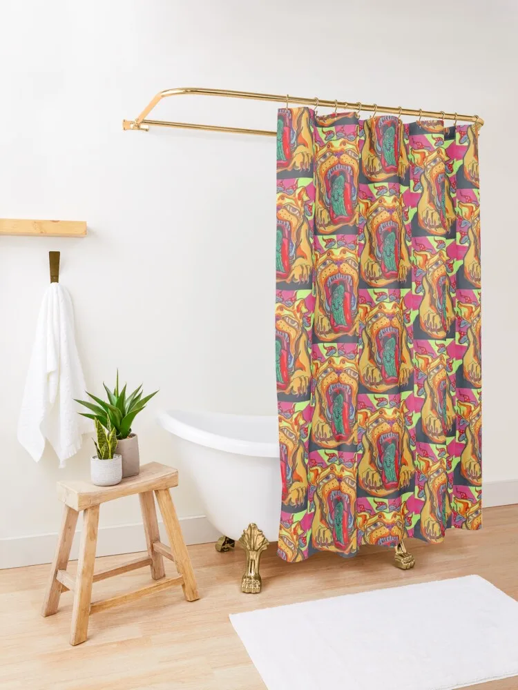 Trippy dog Shower Curtain Shower For Bathroom Bathroom Showers For Shower Anime Bathroom Curtain