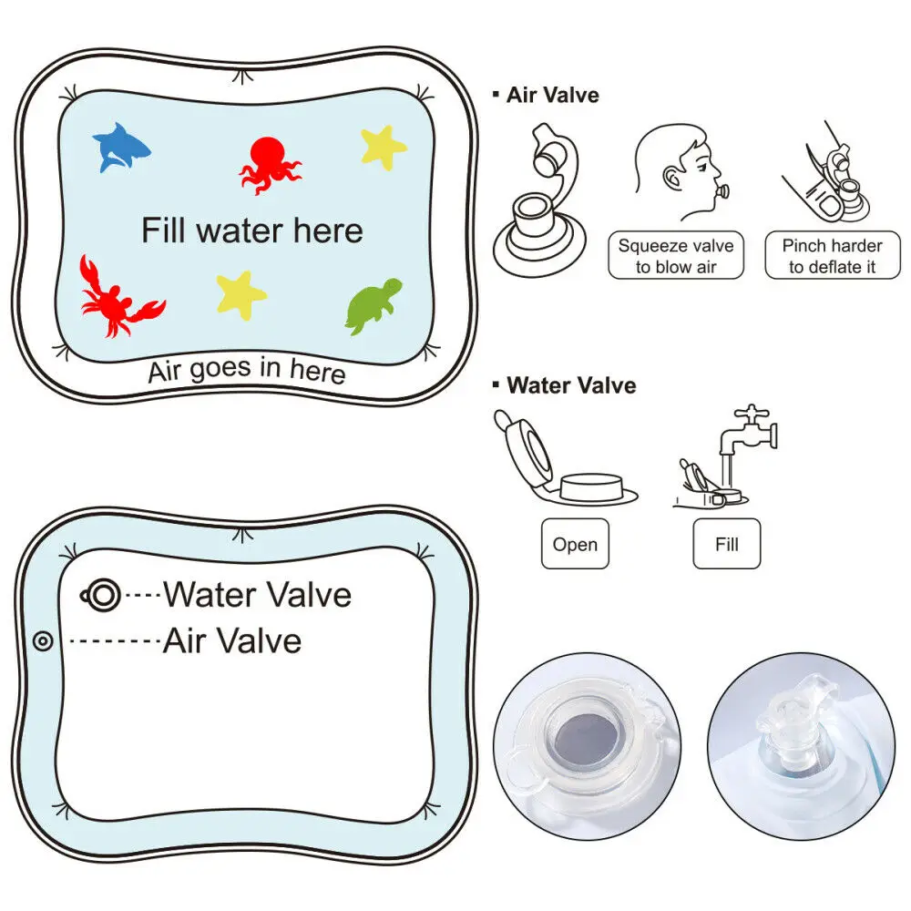 Детский водный коврик, надувной водный игровой коврик для ползания, игровой коврик для младенцев, летняя Веселая игровая подушка, развивающая
