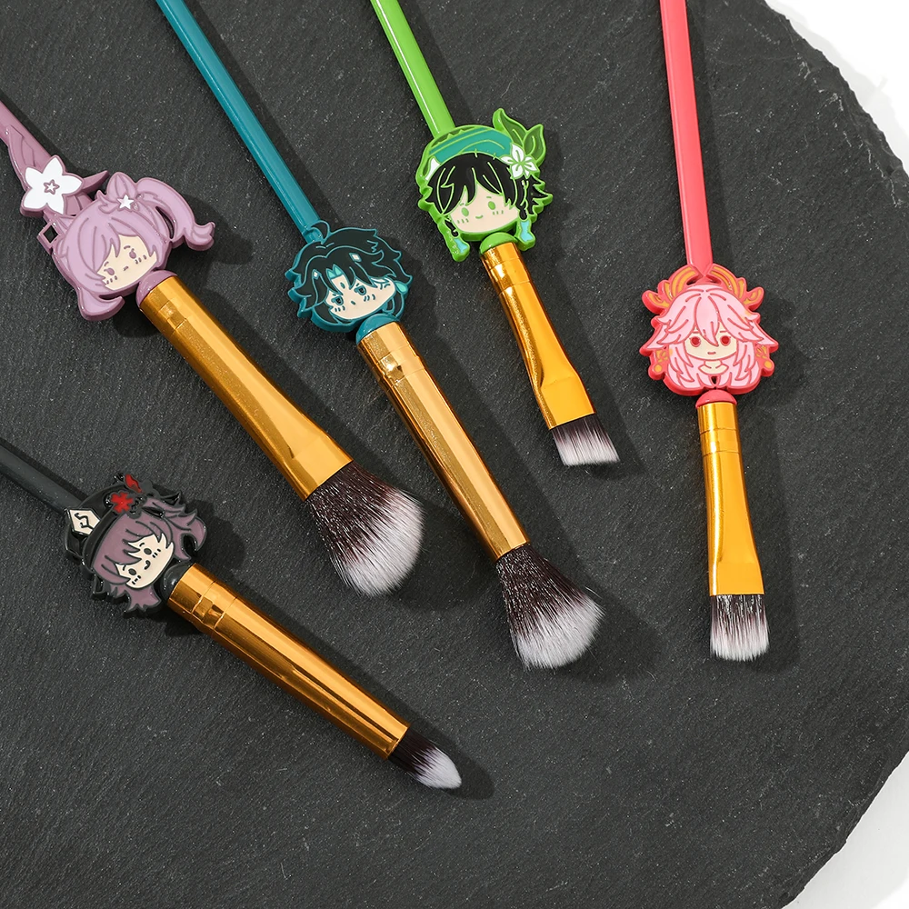 فرشاة ماكياج على شكل شخصية متأثرة من أنيمي جينشين Keqing Hutao Xiao Venti Yae Miko هدية مستحضرات تجميل وفرش مكياج للحاجب #4