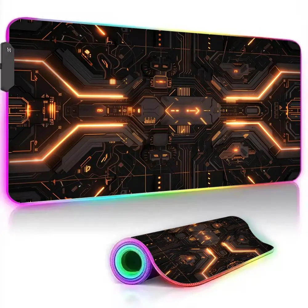 コンピュータ回路基板マウスパッド RGB 発光マウスパッドオフィスコンピュータアクセサリーキーボードパッド LED 滑り止めゲーミングデスクパッド