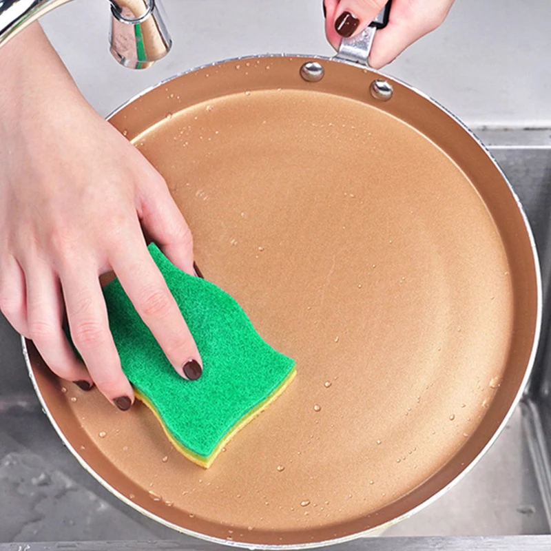 1/4/8Pcs Wood Pulp Cotton Double-sided Cleaning Sponge Household Scouring Pad Absorbing Dishwashing Sponge Kitchen Cleaning Tool