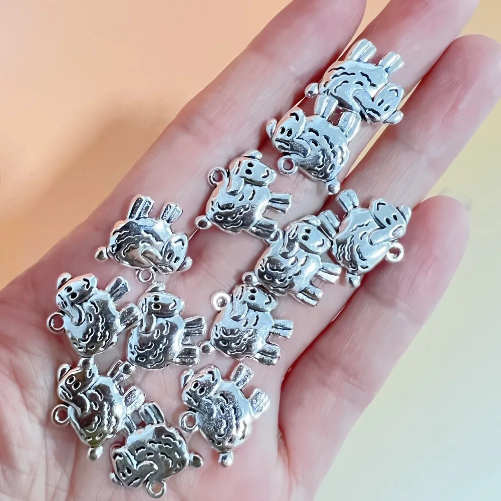 52 PCS Elegant Retro Silvery Alloy Eid Sheep-shaped Pendant - DIY Jewelry Necklace Bracelet Accessory