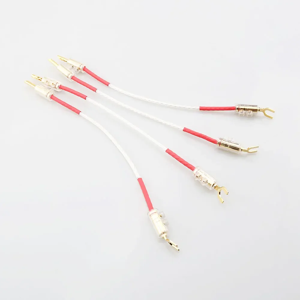 

4PCS HiFi Sterling Silver Jumper Audio Cable Banana Y Plug Speaker Bridge OCC Amplifier CD Connect Cable for Audio Equipment