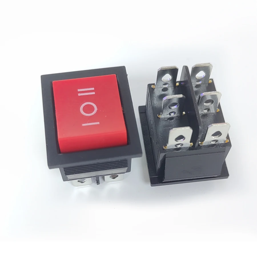 10 Stks/partij KCD4 Boot Rocker Switch 6Pin 6P 3-Posities 16A 250V Zwart/Rood 31*25.5Mm