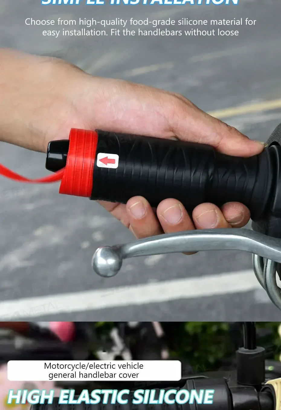 Motorrad-Lenkerabdeckung Bremsabdeckungen Selbstschrumpfende Rutschfeste Silikon-Motorrad-Griffabdeckungen Schutzhülle – Detail 7