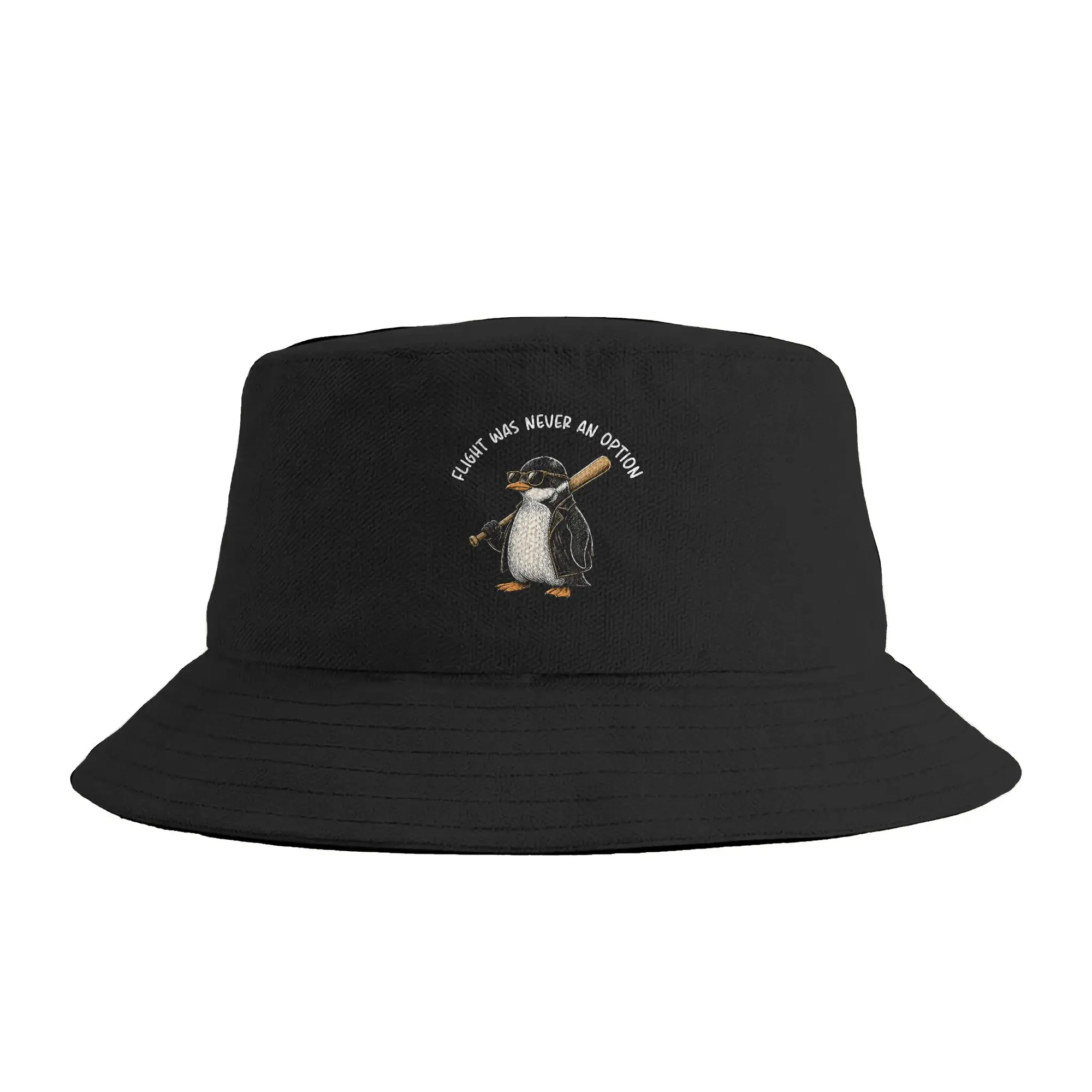 Flight was Never an Option Tactical Penguin Funny Bird Meme Bucket Hat  Outdoor Fisherman Caps For Men Women Trendy Sun Hats