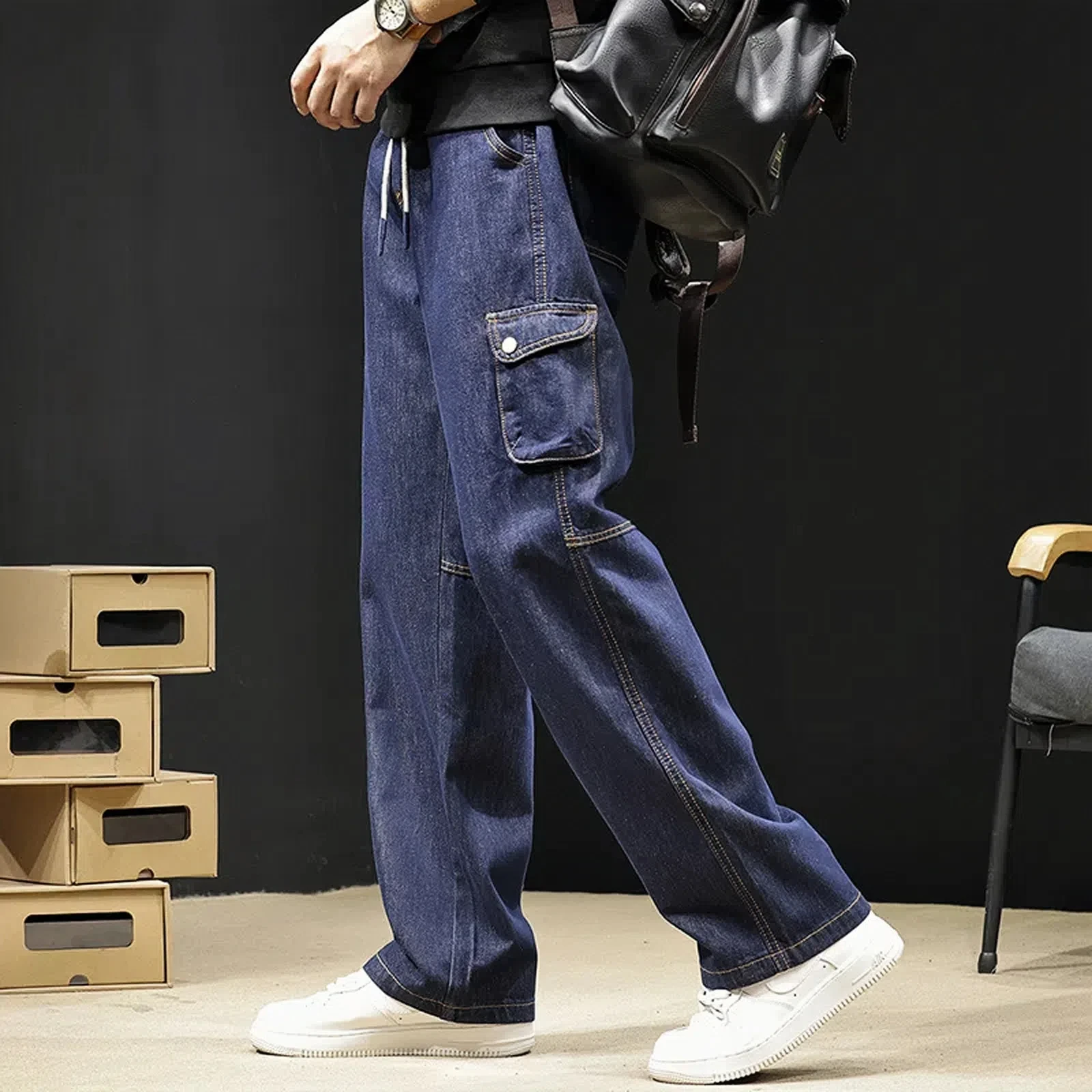 

2024 tooling straight leg jeans men's new fall loose fashion brand large size wide-leg pants