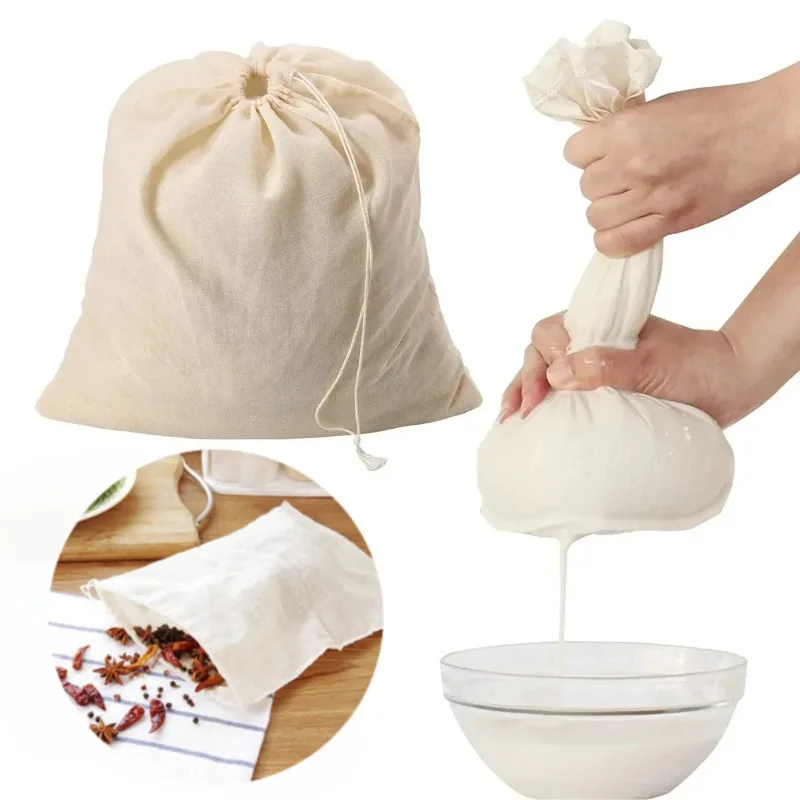 Sacos de filtro de cozinha tela de filtro de algodão para tofu manteiga queijo leite café ferramentas casa barra de jantar gadgets gaze malha