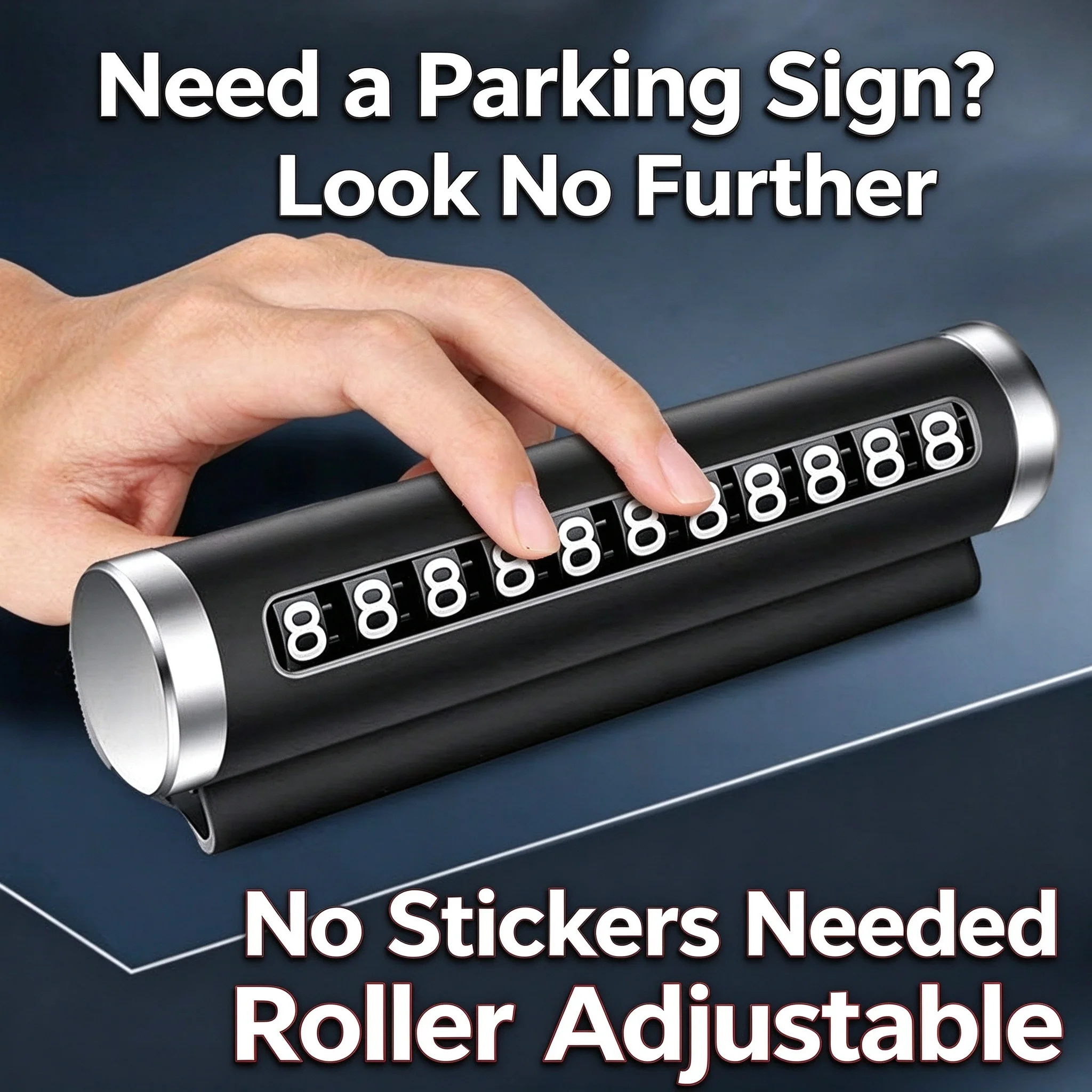 Car Accessories Temporary Parking Number Plate Aluminum Alloy Rolling Wheel Phone Display Heat Resistant Car Dashboard Park Stop
