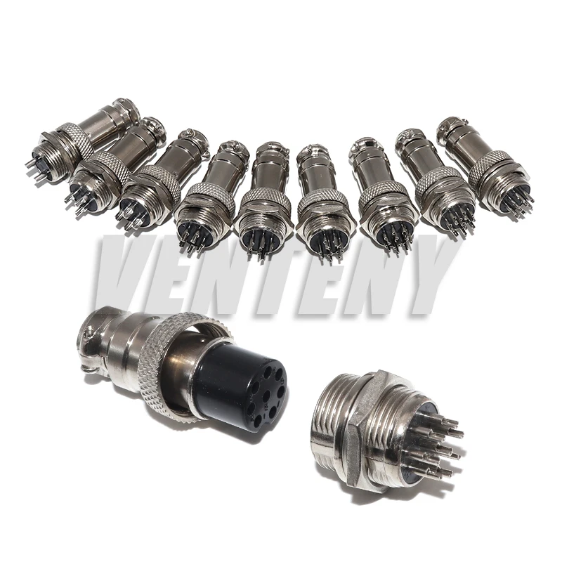1Set GX16 2PIN 3PIN 4PIN 5PIN 6PIN Male & Female 16mm Metal Circular Aviation Connector Socket Plug  2/3/4/5/6/7/8/9 Pin