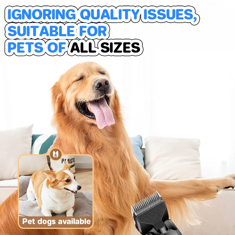 Cortaúñas para perros, afeitadora recargable de bajo ruido, resistente al agua, inoxidable, para abrigos pesados y gruesos