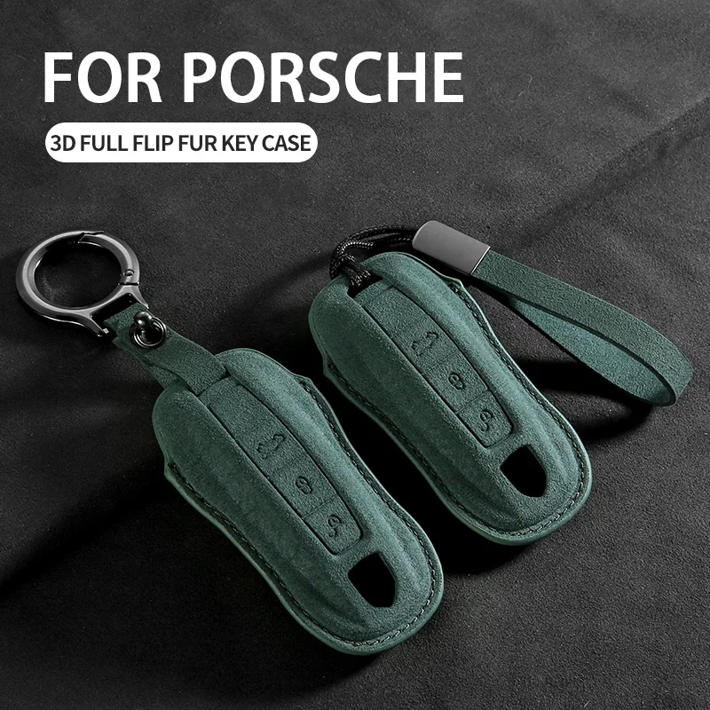 Custodia per chiave auto per Porsche Panamera Cayenne 971 911 9YA Macan Boxster 3 pulsanti in pelle scamosciata chiave a distanza per auto accessori Fob