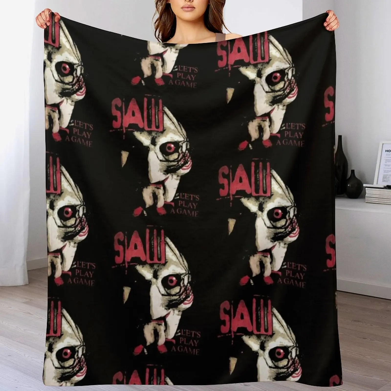 

Saw X Horror Movie Lets Play A Game Throw Blanket Warm Napping Blanket for Office Couch Bed