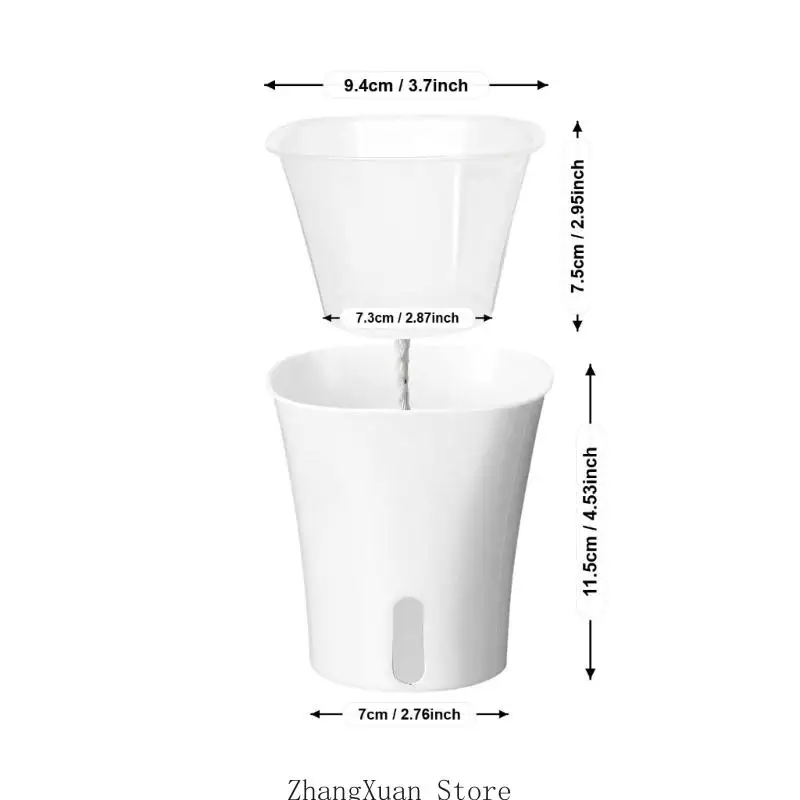 Weiße Anzuchttöpfe mit konischer quadratischer Form und Wasserspeicher, 4er-Pack 3XUF – Detail 6