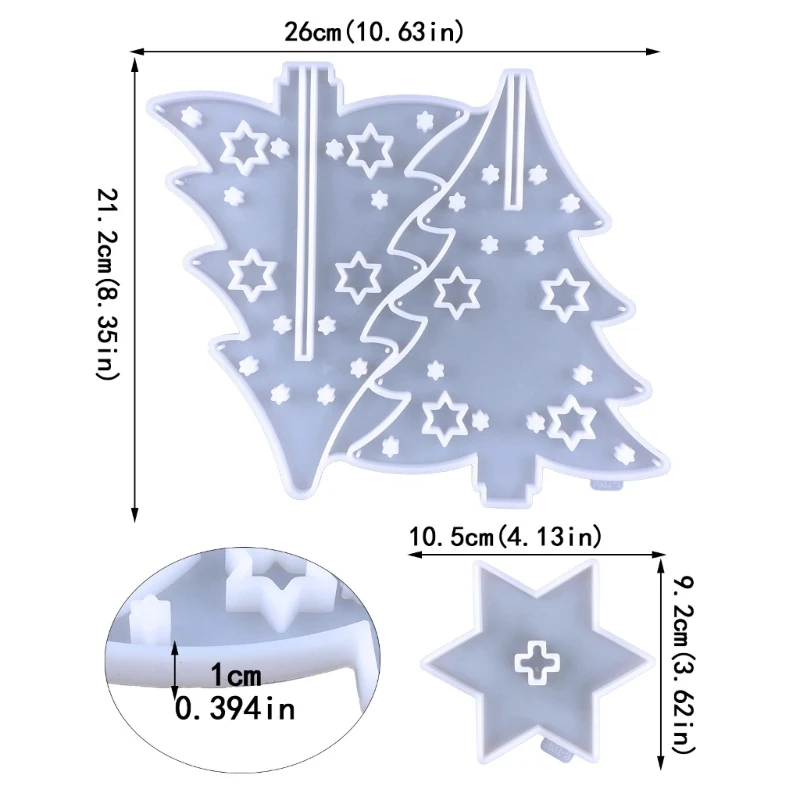 Molde silicona navideño para árbol Navidad, molde epoxi para decoración del hogar, fiesta fundición