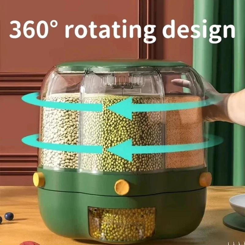 Boîtes de rangement pour céréales, rotatif à 360 °, récipient scellé séparé, distributeur de nourriture Mars, récipient alimentaire, bac de rangement de cuisine