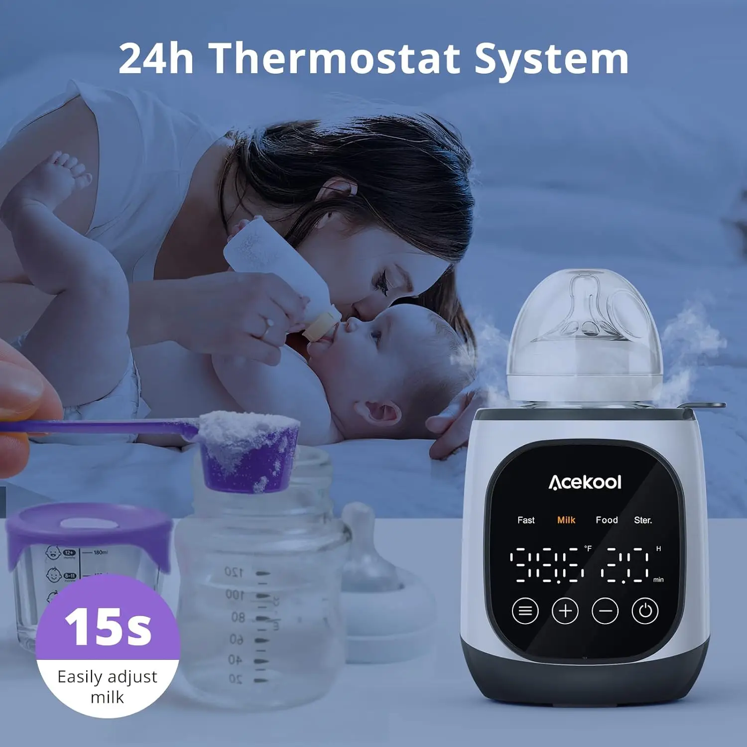 Snelle Babyflessenwarmer, 7-In-1 Flessenwarmer Voor Moedermelk En Voeding, Voedselpotten, Moedermelkzakken, Snelle Verwarming En Ontdooien